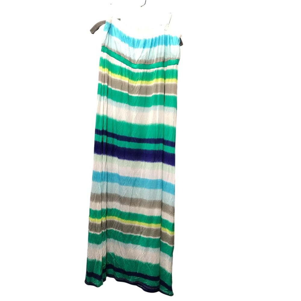 NY & Co Blue White Tie Dye Strapless Maxi